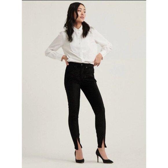 NEW Lucky Brand Bridgette Velvet Velour High-Rise Skinny Stretch Split Jeans 28 - Picture 1 of 12